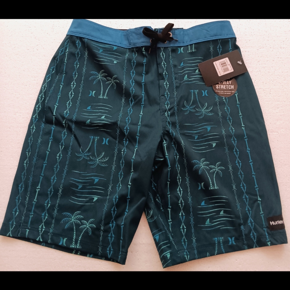 Hurley Teal and Black Board Shorts